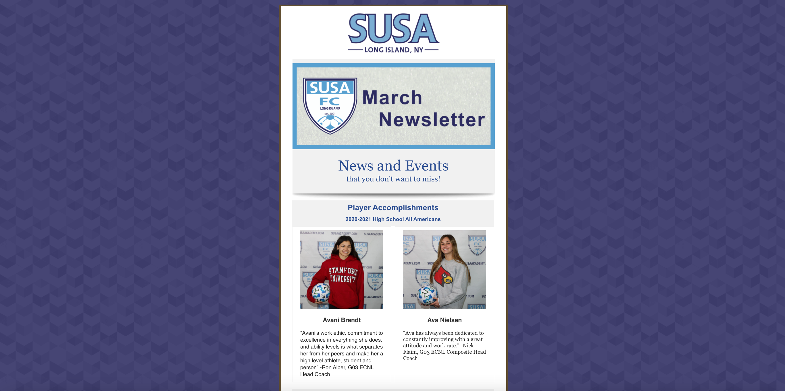 SUSA March 2021 Newsletter